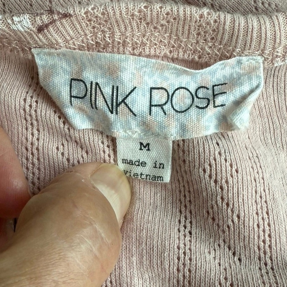 Womens Floral Y2K Cardigan Top Sz Med Pink Button Front Cropped - Picture 6 of 14